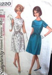 6220 1965 SS/SLEEVELESS SEAMED BELL DRESS,BELT PATTERN 14 34